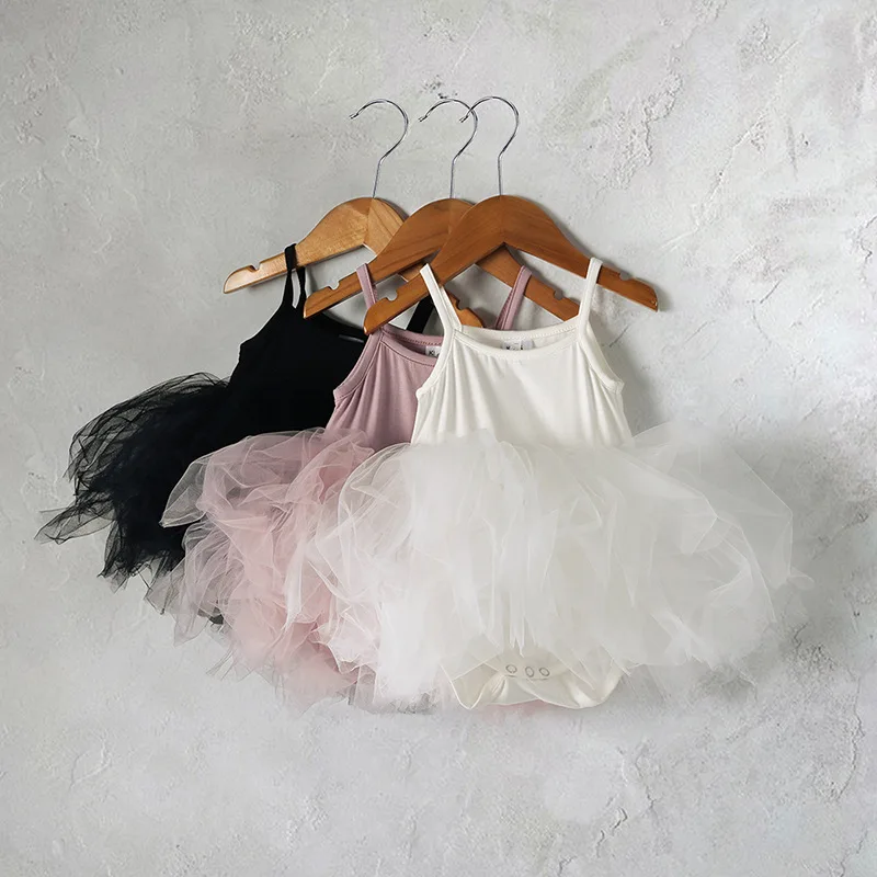 

Baby Girl Romper Dress Solid Color Tulle Tutu Dress Princess Fluffy Mesh Summer Party Dress