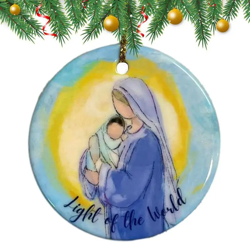 Nativity Scene Hanging Ornaments 2D Christmas Jesus Birth Acrylic Hanging Ornaments DualSides Xmas Thanksgiving Winter Party