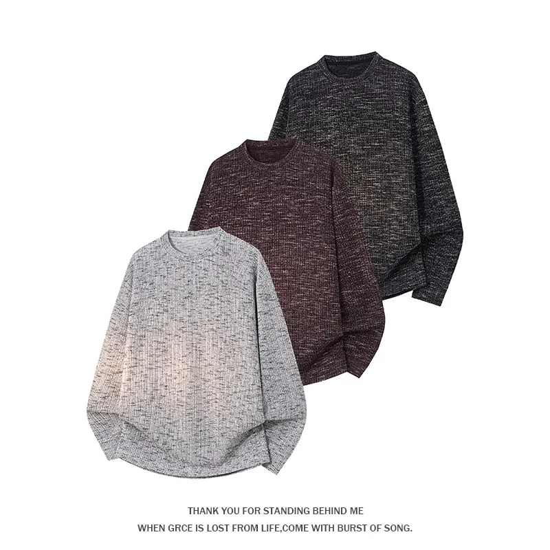 

Новая весенняя мужская футболка с длинным рукавом и круглым вырезом, вязаная, с эффектом тай-дай, модная и универсальная, высококачественная.