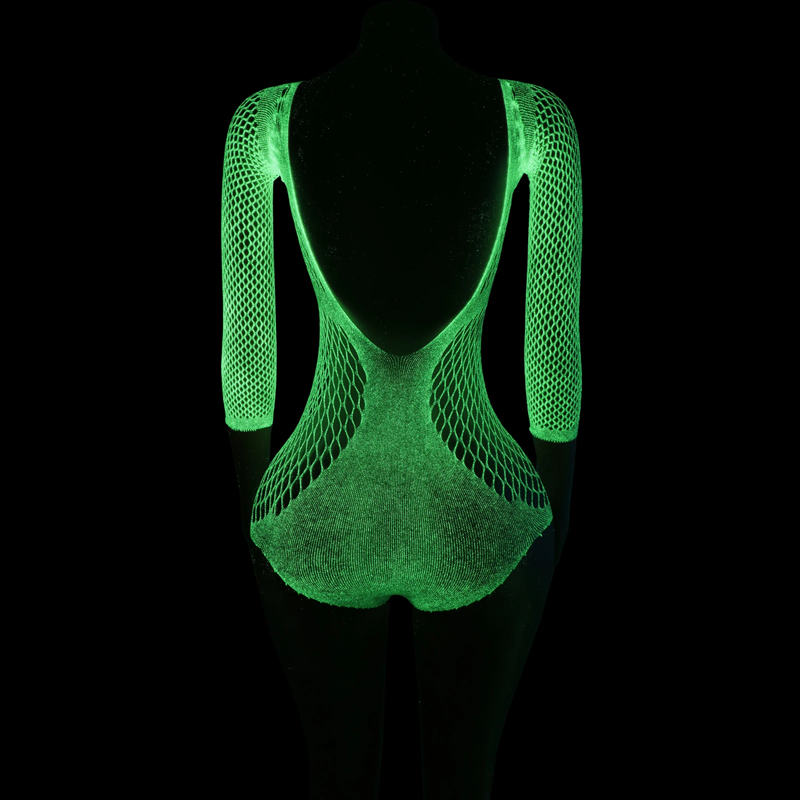 Sexy Dancewear Club Outfits Fluorescerende Visnetmouwen String Bar Prestaties Halloween Podiumkostuums Vrouwen Exotische Lingerie