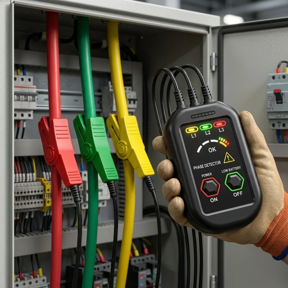 HY850 Non-contact Phase Detector AC 60-1000V Voltage Tester With LED Indicator For Three-phase Motor Electrical Maintenance Tool