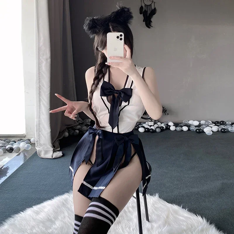 ملابس داخلية مثيرة للنساء ، زي تأثيري ، زي مدرسي موحد للفتيات ، انظر من خلال ، طقم بذلة تنورة للطلاب JK ، بيجامات ، ملابس ملهى ليلي ، كاواي