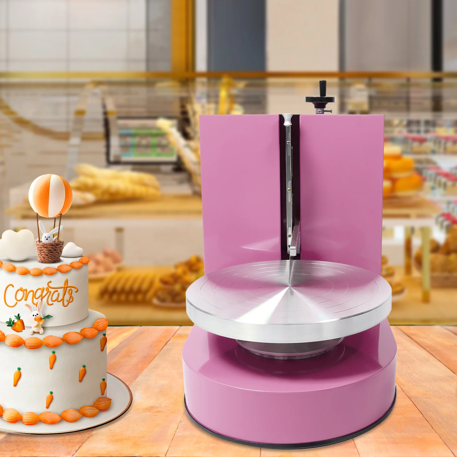 Adjustable Cake Cream Spreading Machine Cake Decorating Machine W/LCD Display Pink