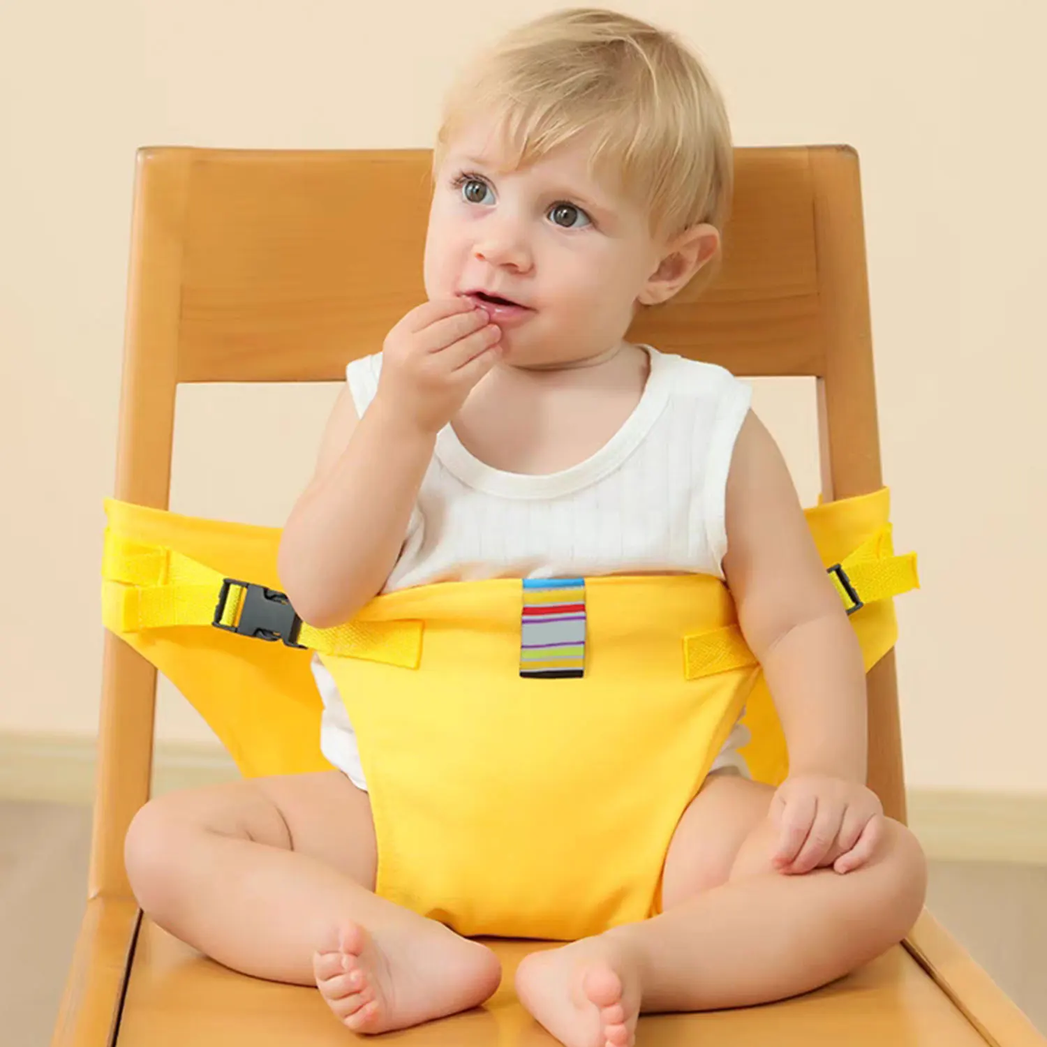 Baby Dining Chair Cinto de segurança, assento portátil, almoço, estiramento, envoltório, alimentação, arnês, impulsionador