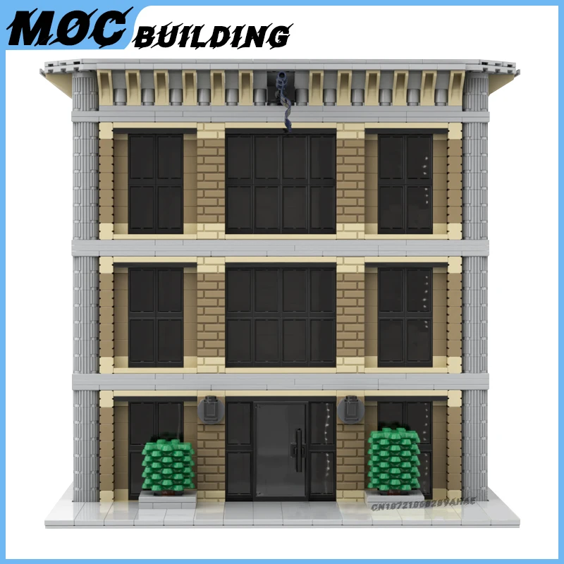 MOC シティストリートビュー建築古い銀行モデルビルディングブロック DIY 組立レンガコレクションディスプレイおもちゃクリエイティブギフト