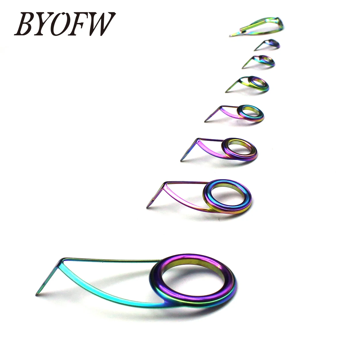 BYOFW 8 Pcs/set Long Leg Rainbow Fishing Rod Building Guides Tangle Free Line Eyelet Circle Ring Repair Pole  Replacement Set