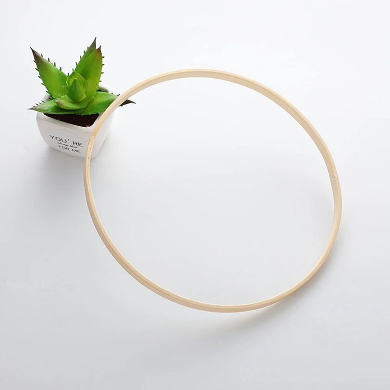 2 Pcs Dream Bamboo Rings,Wooden Circle Round Catcher DIY Hoop For Flower Wreath House Garden Plant Decor,15Cm & 20.5Cm