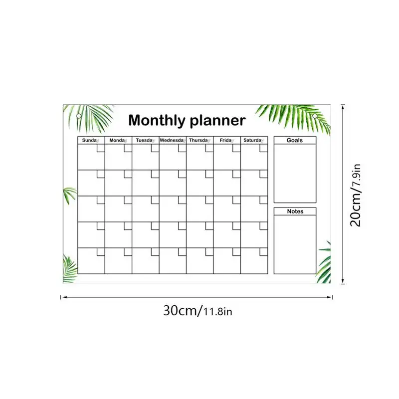 Imagem -06 - Calendário Mensal Whiteboard com Canetas Placa Transparente Acrílico Apagável Quadro Suspenso Planner Mensal Notepad