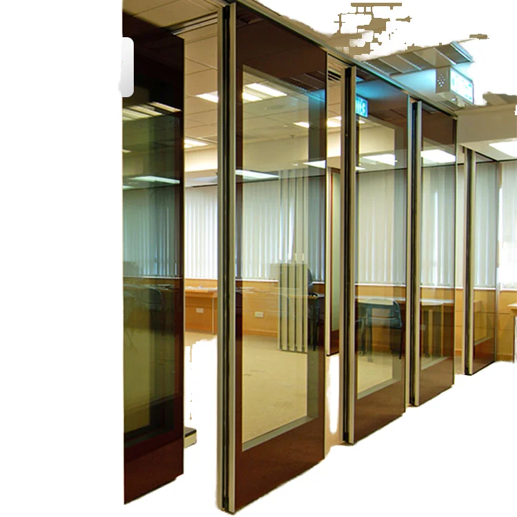 Office Partition,Aluminium Double Glazed Operable Wall Partition Custom Size Movable Folding Glass Wall For Office & School Inte