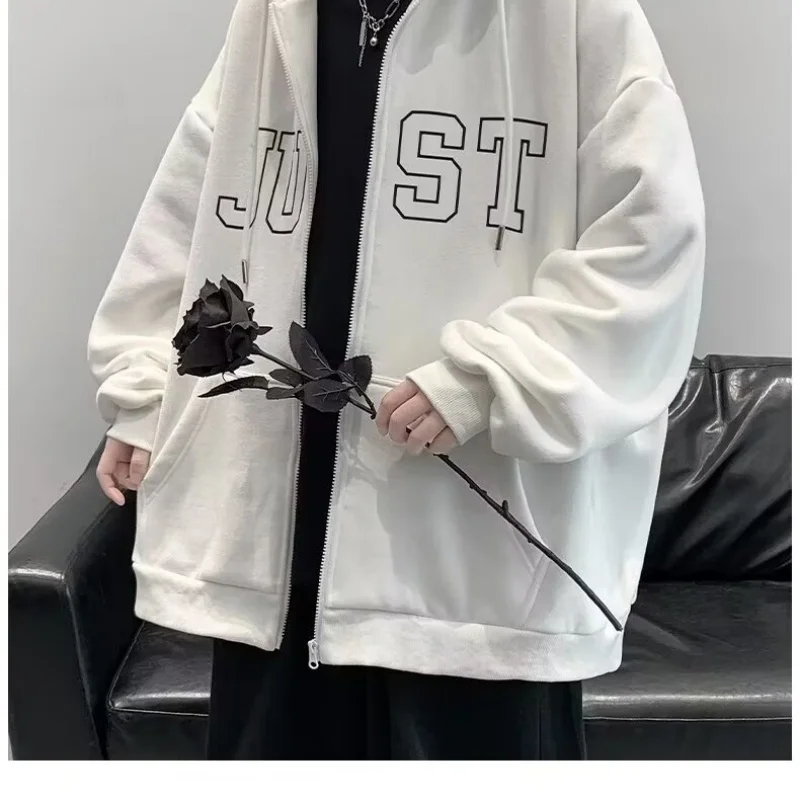 Cardigan hooded sweatshirt jacket for boys, autumn new style, loose and trendy zipper hoodie top jacket