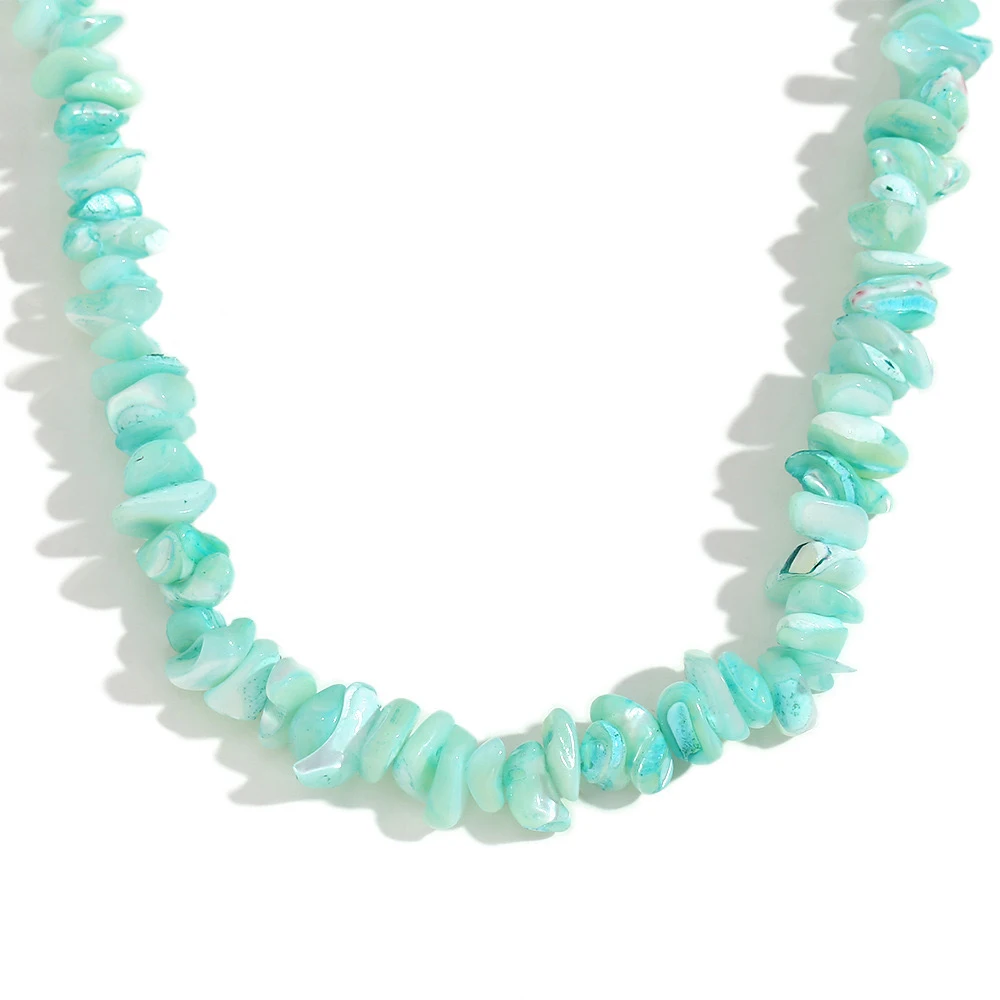 

Minimalist Irregular Mint Green Natural Crushed Stone Necklace for Gifts