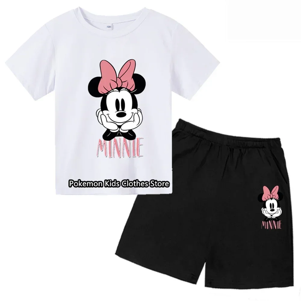 Summer Mickey Mouse Short Sleeve Shorts Kids baby Boys and Girls Short Sleeve Shorts Two-piece Set Fashion T-shirt Set