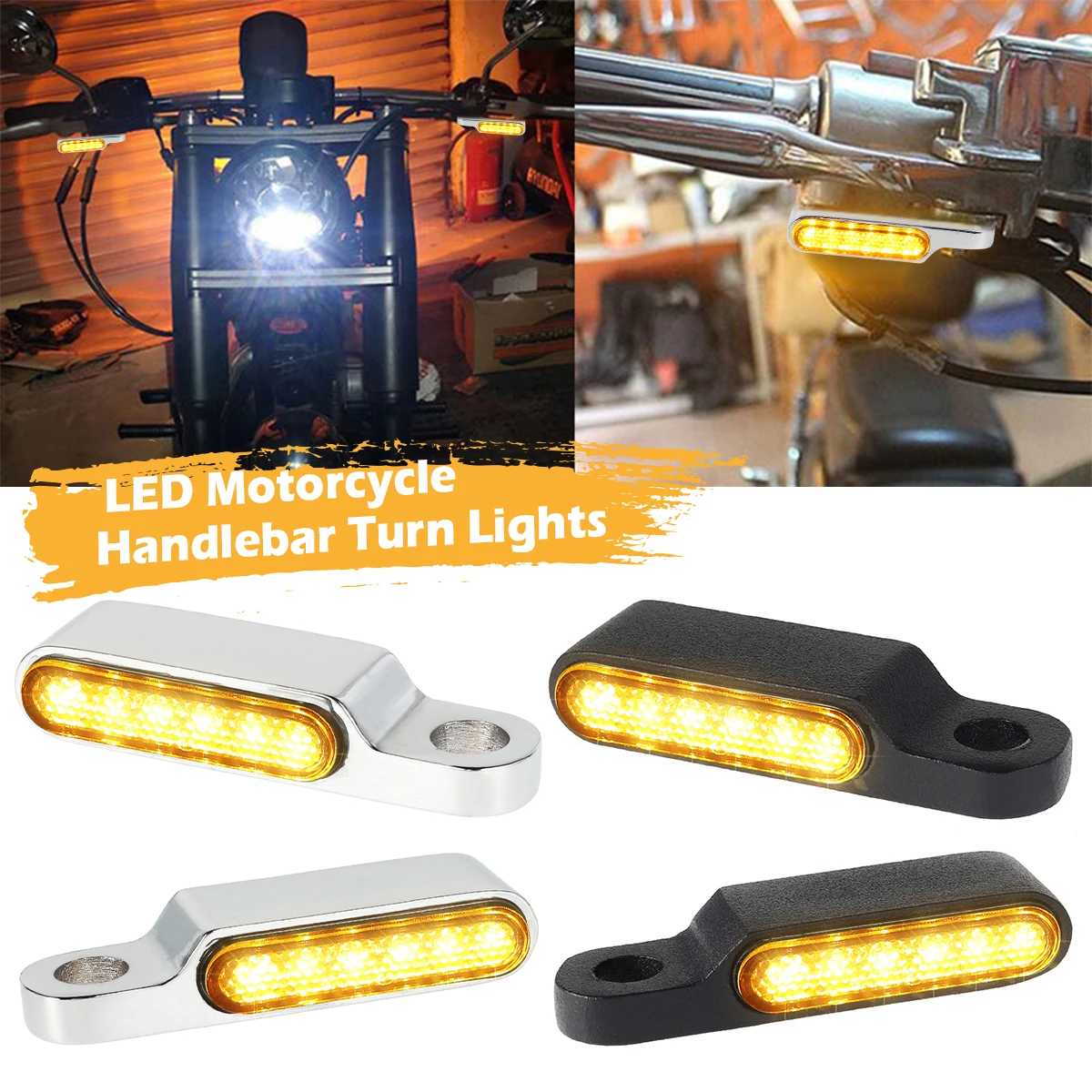 2PCS Motorcycle LED Turn Signals Light Handlebar Indicator Light Mini Driving Lights Water Proof Compatible with Shadow Grom