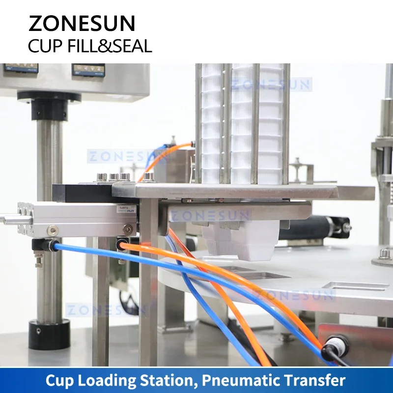 Zonesun Machine Automatic Yogurt Cup Filling and Sealing Machine Rotary Cup Roll Film Sealing Machine ZS-AFS06