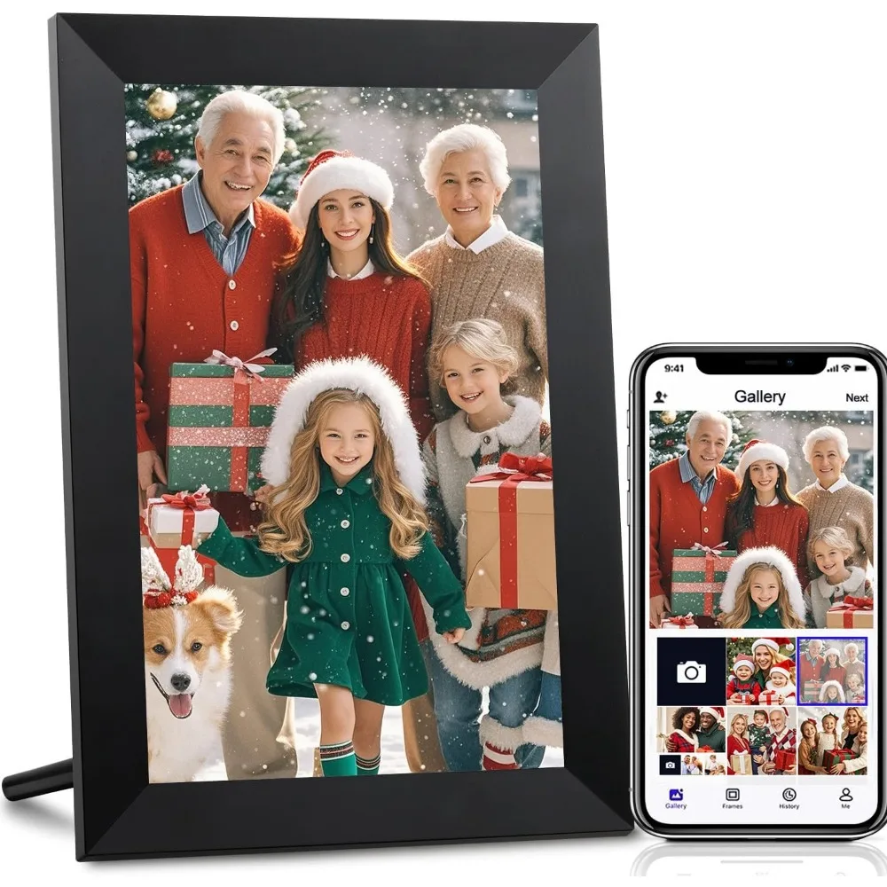 

10,1-дюймовая цифровая фоторамка с Wi-Fi, IPS HD-дисплей 1280x800, 32 ГБ памяти, обмен фотографиями через бесплатное приложение, подарок для мамы, бабушек и дедушек