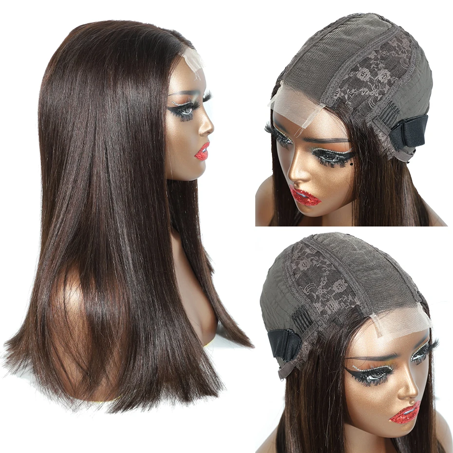 SDD 2x6 5x5 غلويليس بوب شعر الإنسان الدانتيل إغلاق شعر مستعار الفيتنامية العظام مستقيم 250% 300% قبل قطعها الدانتيل باروكة من شعر طبيعي # 2 بني #1