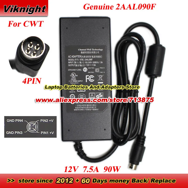 Genuine 2AAL090F AC Adapter CAM090121 12V 7.5A 90W for Synology DS416 DS415PLAY DS218 DS718 DS418 DS411 DS409 DS420J with 4 Pin