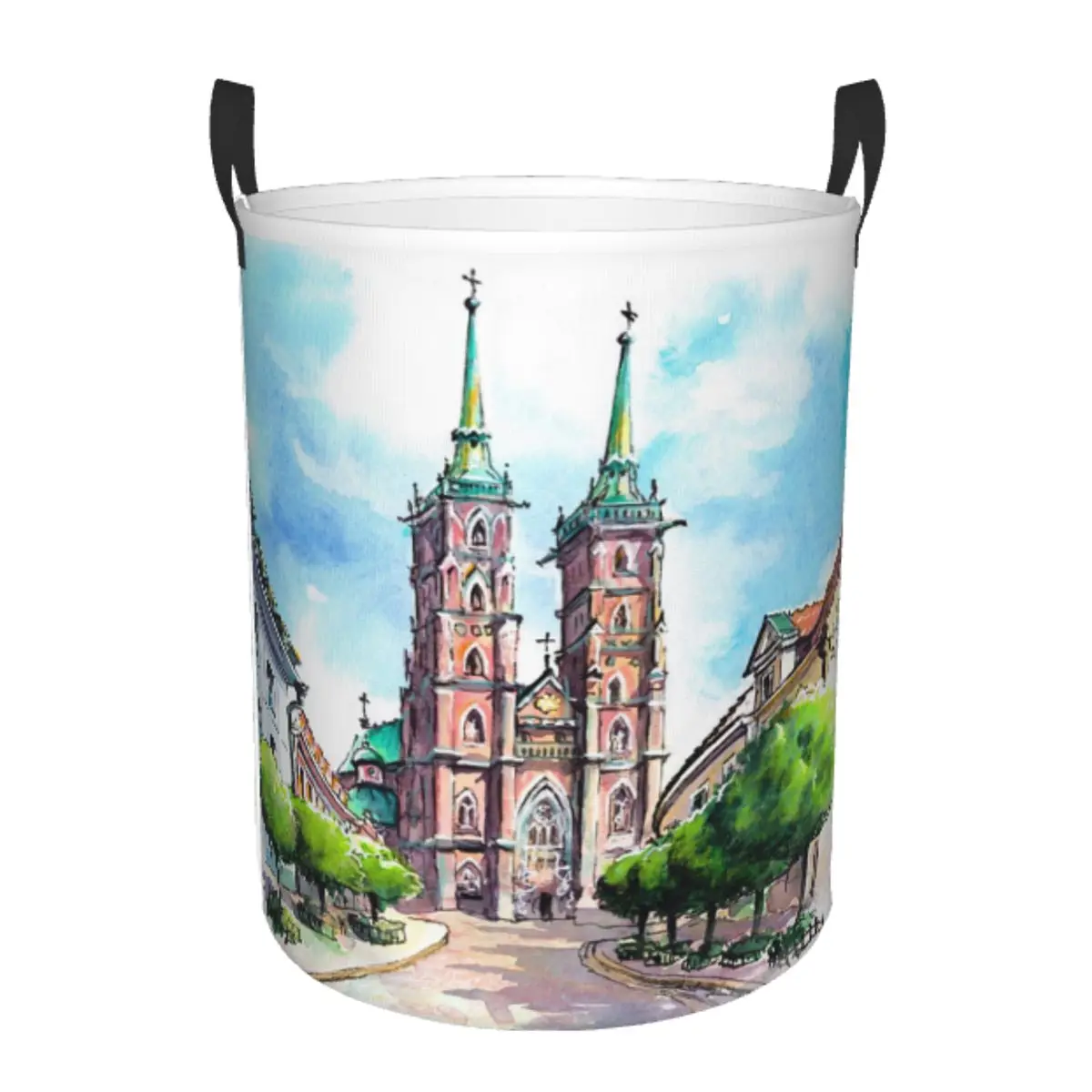 

Custom Wroclaw Cathedral, Poland Laundry Basket Collapsible Large Capacity Clothing Storage Bin Baby Hamper