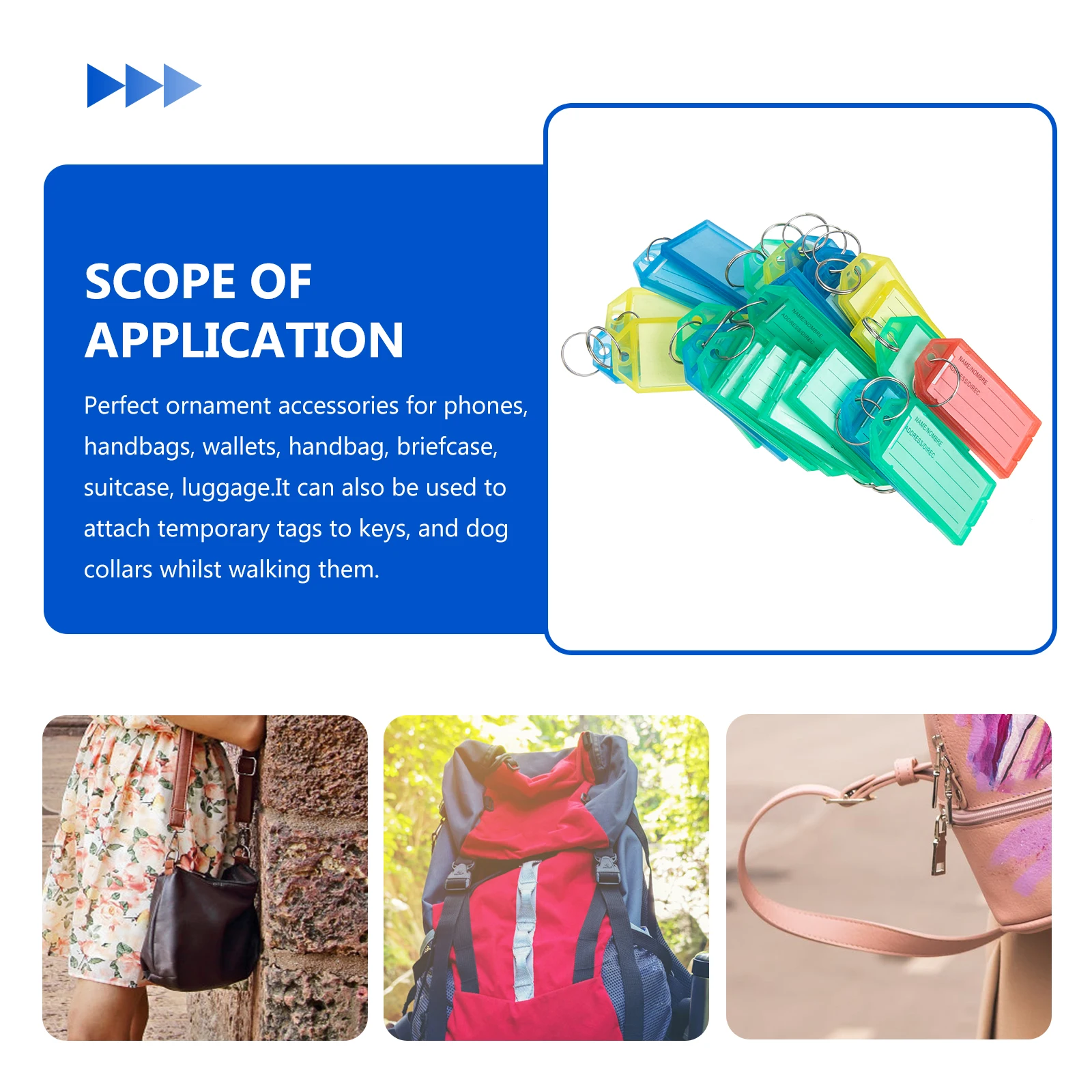 

25Pcs Portable Key Labels Tags with Rings Sturdy Key Holder for Home Office Hotel Luggage and Pet Name Identification