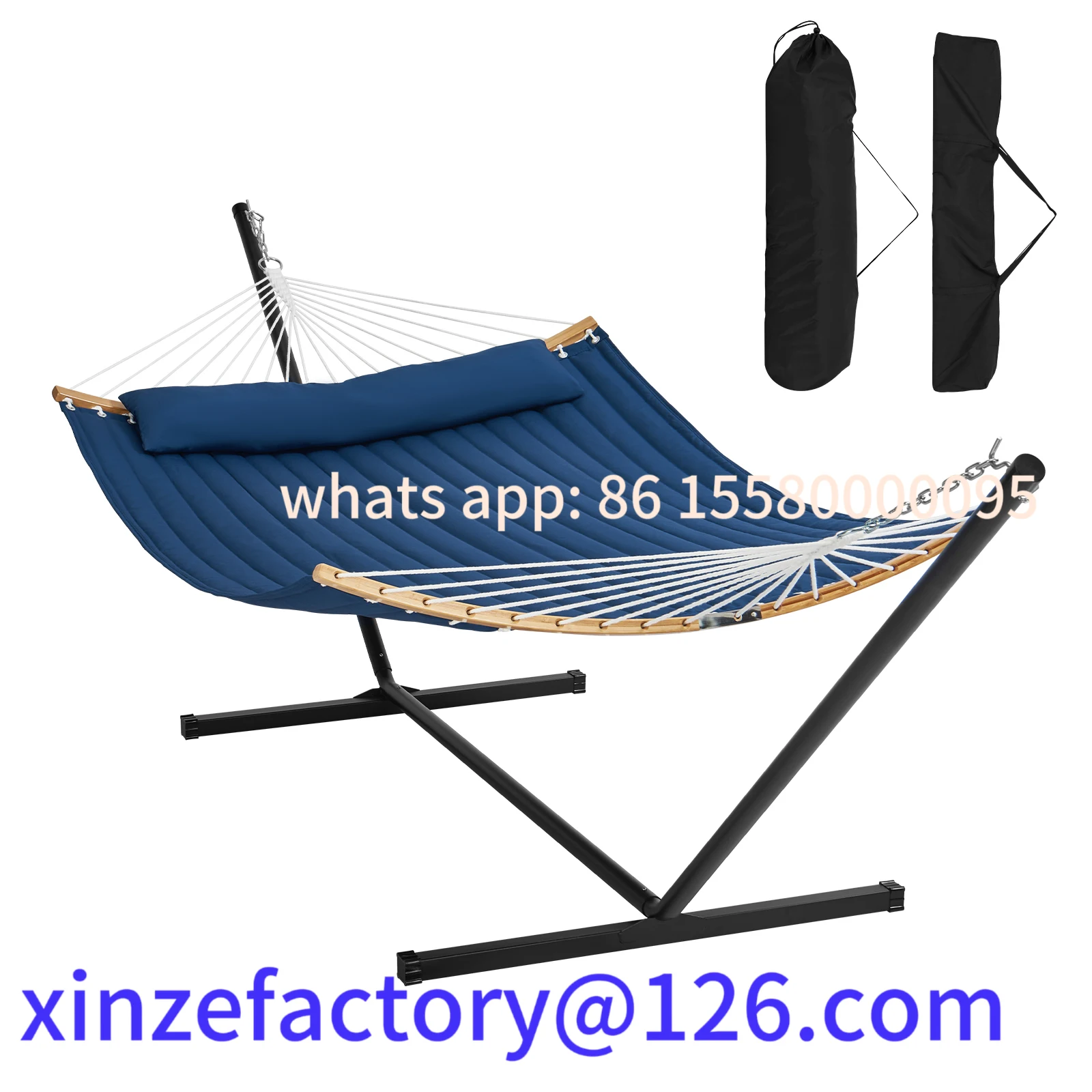 

Customizable SucceBuy Two Person Hammock with Stand Included with Curved Spreader Bar and Detachable Pillow