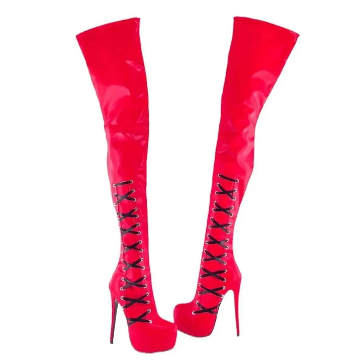 

High Heel Sexy Solid Color Thigh Boots Fashion Boots Pole Dance Boots women high heeled leather red boots