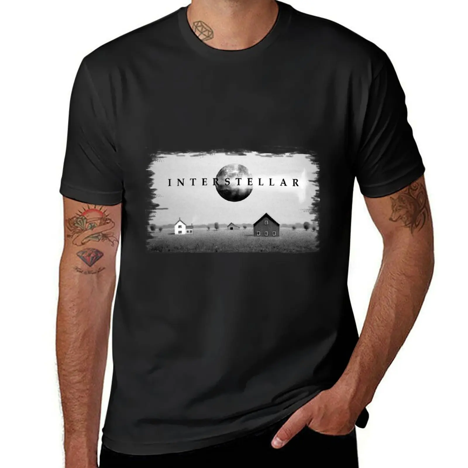 Interstellar Black and White T-Shirt quick drying tops T-shirt men