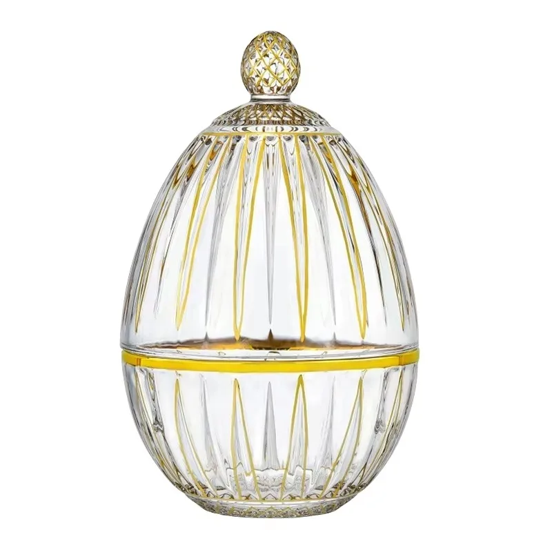 

Роскошная кухонная полка для столовых приборов в форме яйца с золотым лаком, двухслойная стеклянная коробка для хранения столовых приборов, вертикальная установка