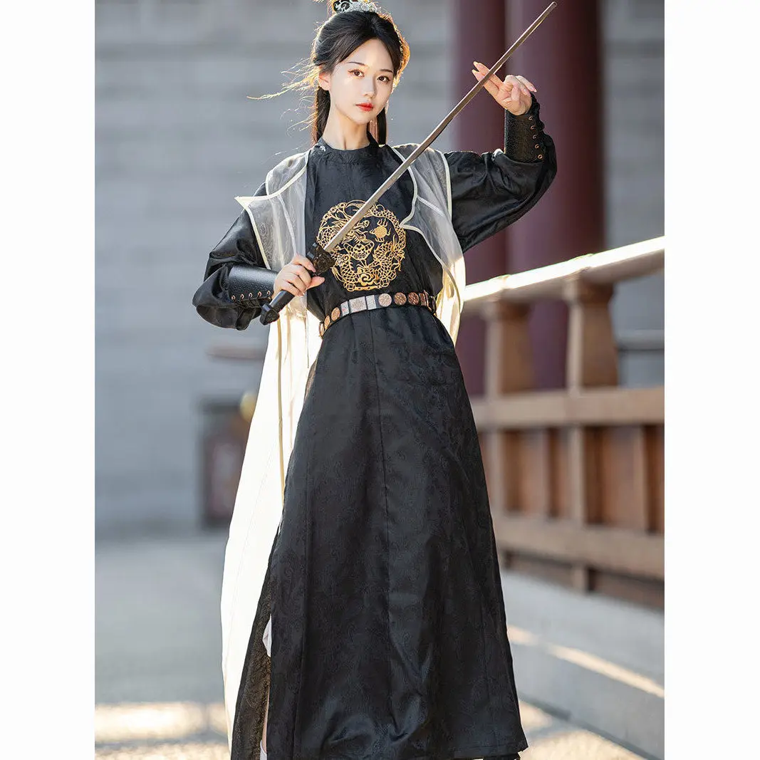 Chinês Tradicional Manga Longa Robe Fino, Tang, Hanfu, Bordado Tradicional, Roupas Diárias, Roupas Finas