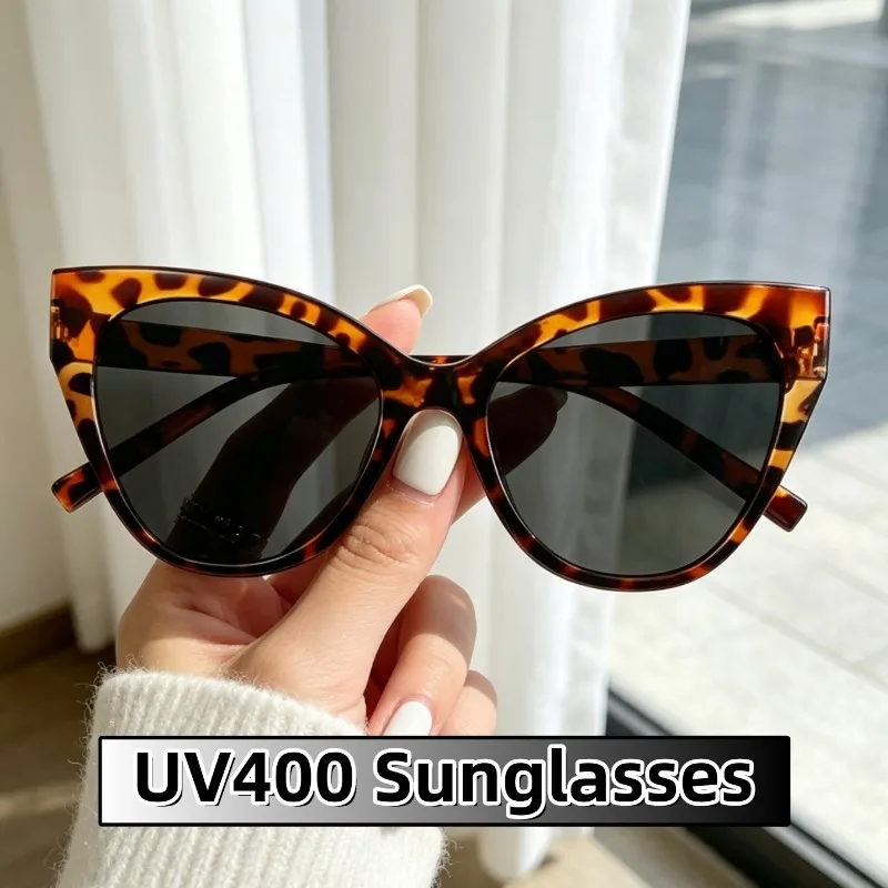 

New Retro Trendy Cat Eye Large Frame UV400 Sunglasses New Fashion HD Ultra Light Eyeglasses Outdoor Travel UV Resistant Eyewear