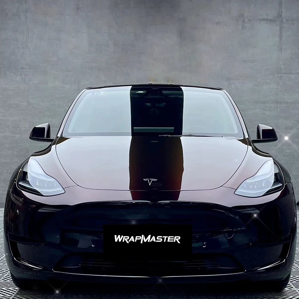 Black Stretchable Premium PET Auto Vinyl Car Wrap Removable Easy to Install Air Release Durable Protection
