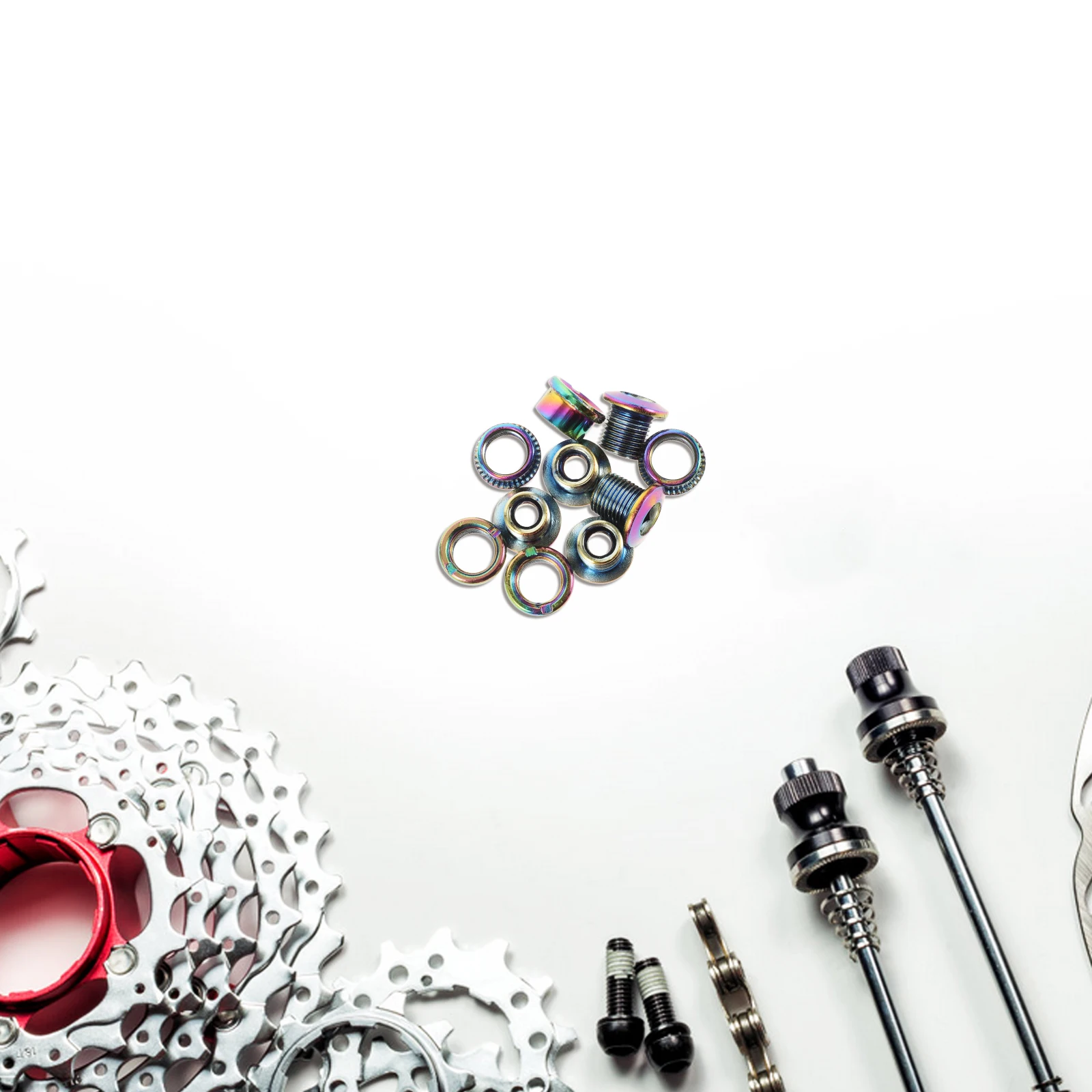 

5 Sets Aluminum Alloy Chainring Bolts Mountain Bike Crank Screws Single Disc Fixing Screw Plate Cover Easy Assembly Replacement