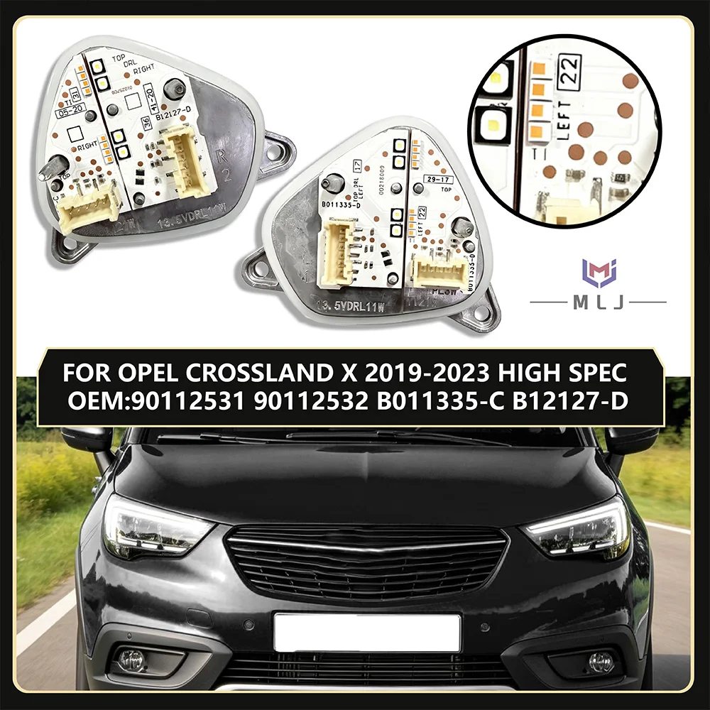 For Opel Crossland X 2019‑2023 High Spec Headlight 90112531 90112532 DRL Light Source Module With Radiator B011335‑C B012127‑D
