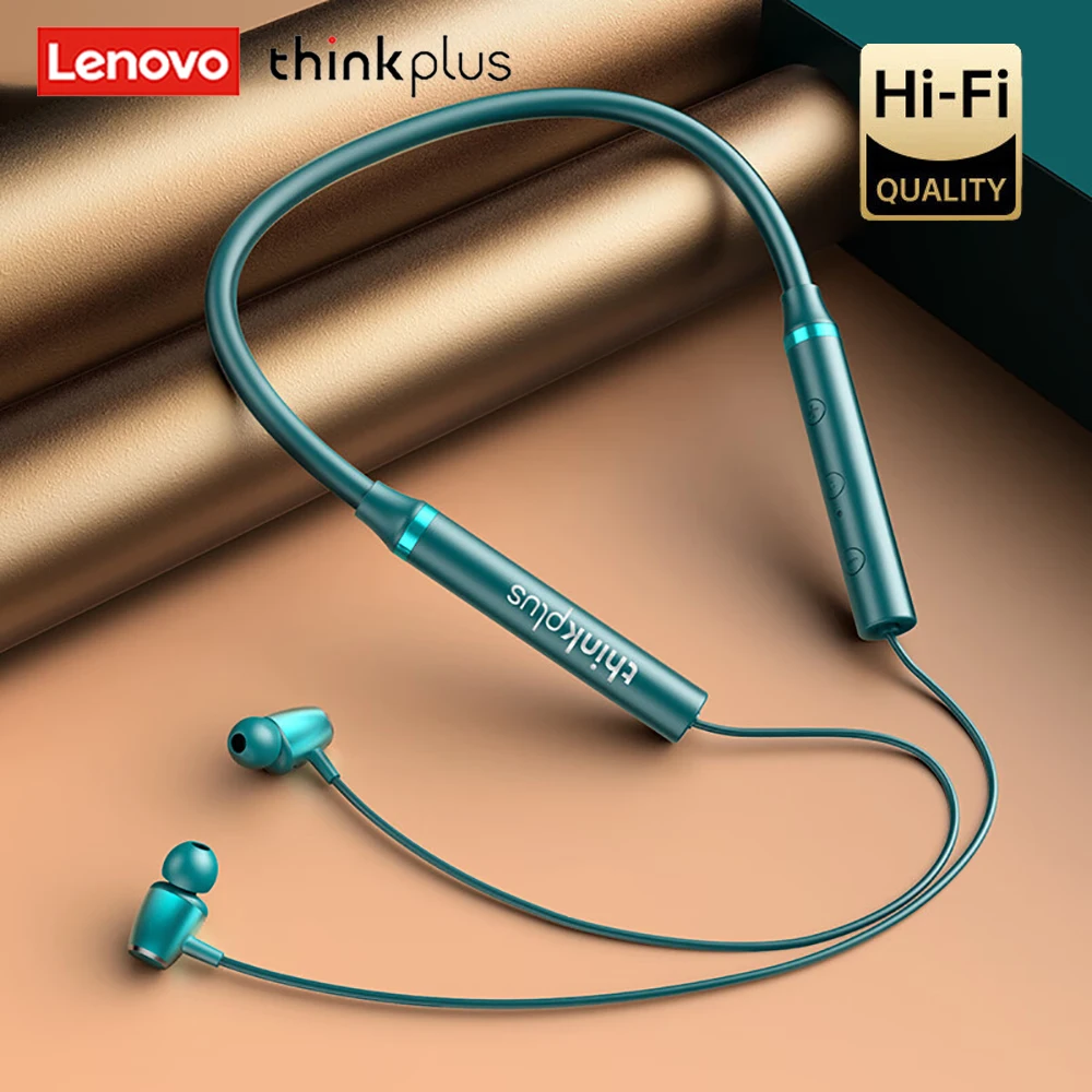 Lenovo Bluetooth 5.0 Wireless Earbuds Magnetic Neckband Earphones IPX5 Waterproof Sport Headset with Noise Cancelling Mic HE05X