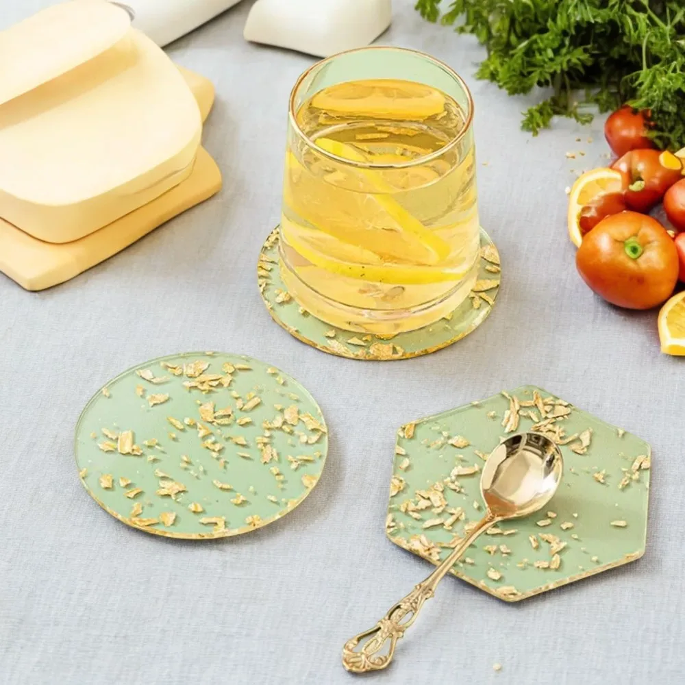 Elegant and Stylish Anti-cracking Silicone Cup Coaster in Gold Foil - Durable and Practical Heat Insulation - Attractive and Ide