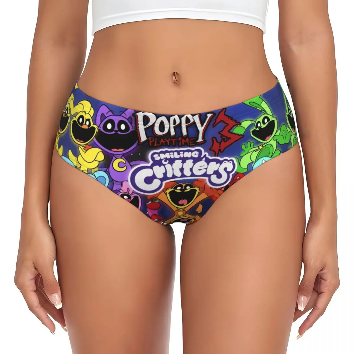 Custom Women's Smiling Critters Catnap Panties Underwear Female Stretch Briefs Underpants