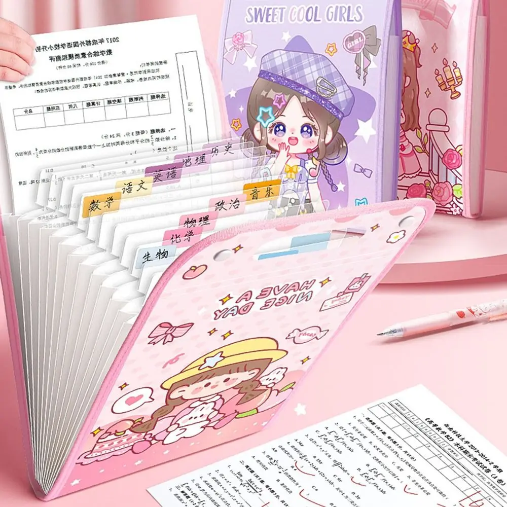 13 Pockets A4 File Folder Fashion Classified Waterproof File Organizer Multi-layer Large Capacity Envelope Folder