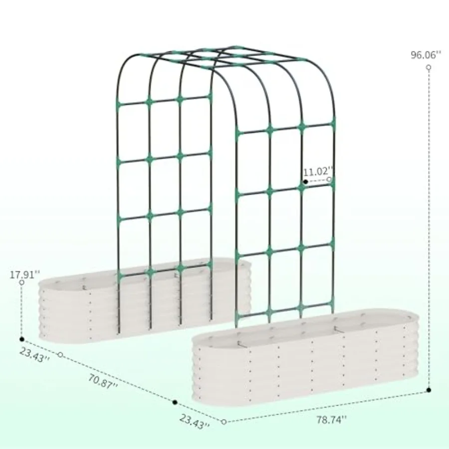 96 Tall Galvanized Raised Garden Bed with Vertical Arch Trellis Expandable Outdoor Planter Box for Climbing Vegetables Flowers view 2