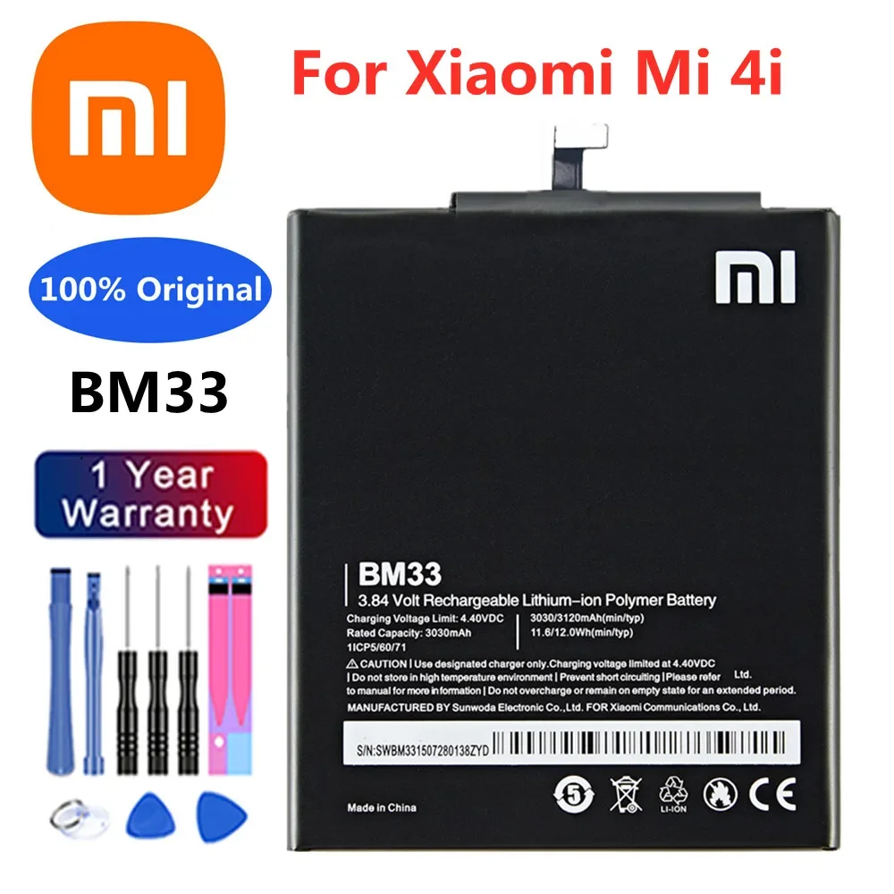 

3120mAh New Xiao Mi Original BM33 Battery For Xiaomi Mi 4i Mi4i M4i Phone Battery Batteries Bateria Fast Shipping + Free Tools