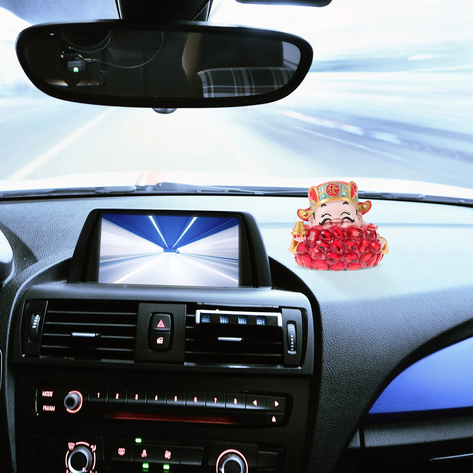 

Feng Shui Cai Shen Statue Resin Car Dashboard Ornament Shaking Head God of Wealth Lucky Charm for Vehicle Home Desk Chinese New