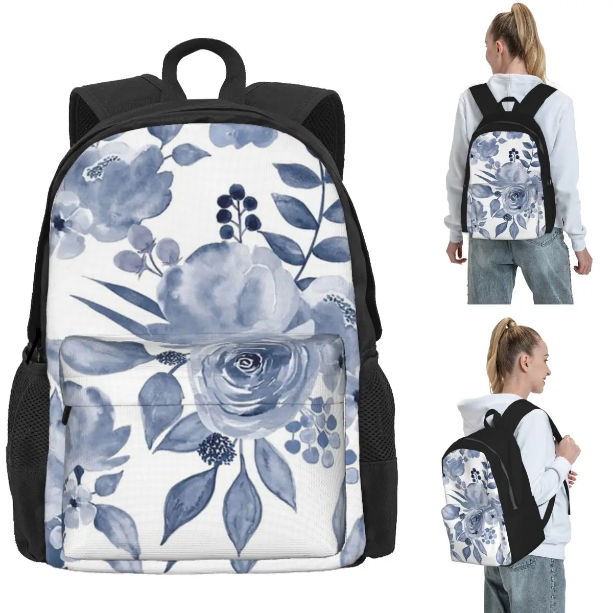 

Hamptons Style Floral Design Backpack Daypack Large Capacity Kids BookBag School Bag Shoulder Bags for Men Women