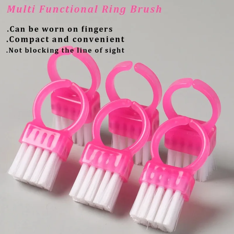 5/10pcs Mini Ring Brushes Hard Bristles for Nail Art Multifunctional Cleaning Brushes Durable Plastic Bristles for Dust