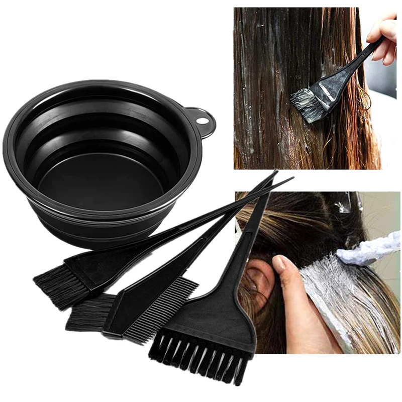 6PCS Professional Color Mixing Bowl Barber Beauty Double Side Comb Washable Hairdressing Brush Hair Dye Set Hair Dyeing Tools