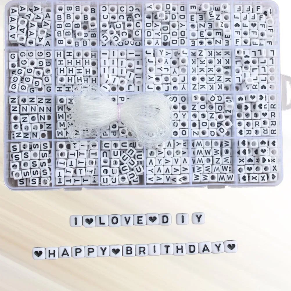 

1200 шт. акриловые бусины в форме куба с буквами, белые, черные, 6 мм, квадратные, с большим отверстием, сделай сам, изготовление ювелирных изделий, браслеты, ожерелья, брелоки