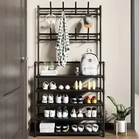 Shoe Rack Doorway DIY Clothes Hanger Multi-Layer Hat And Shoes Shelf Simple Floor-Standing Living Room Organizer Storage Racks