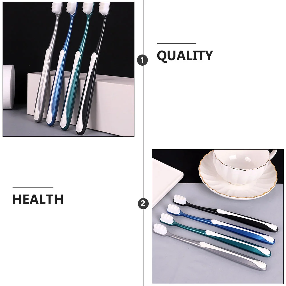 Spazzolini da denti a testa grande da 4 pezzi per adulti Design durevole Spazzolino da denti efficace per la rimozione del calcolo della placca con superficie liscia