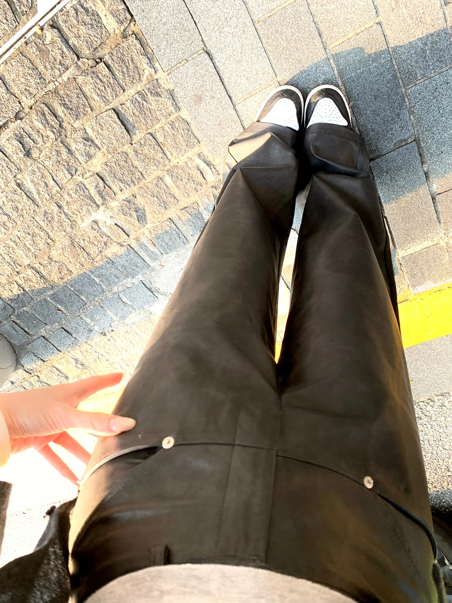

High Waist Protein Leather Pants Women's Loose Straight Leg Long Trousers Soft Texture Comfortable Fit Casual Faion