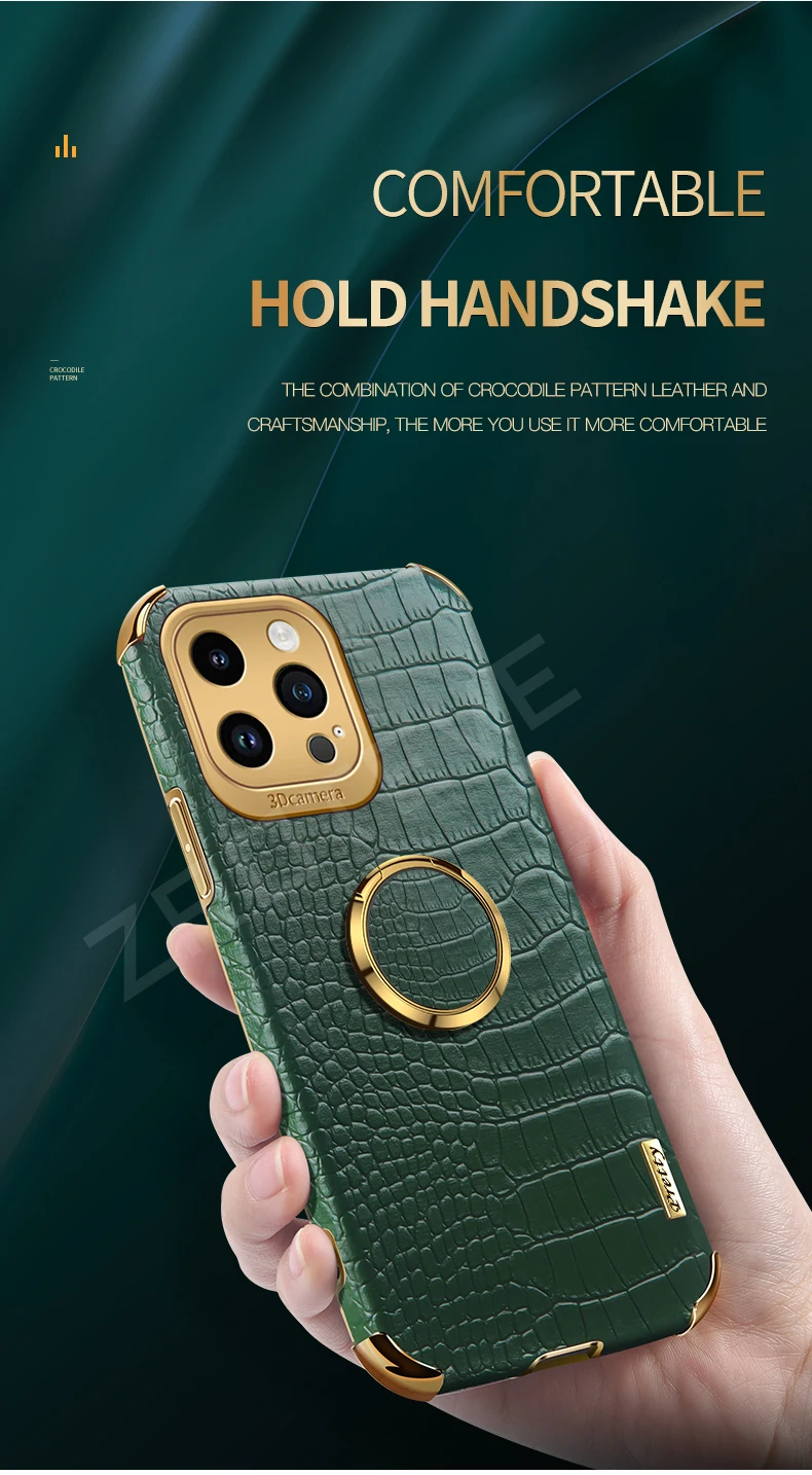 Handyhüllen für iPhone 18 17 16 Pro Max Air 17e 16e 15 14 Plus 13 Mini Hülle ZROTEVE Krokodilleder-Optik Silikon-Abdeckung – Detail 7