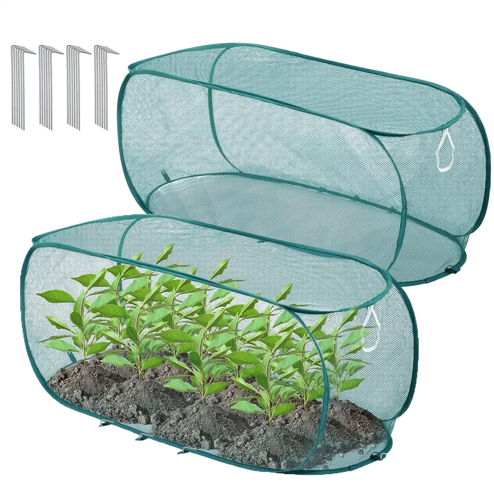 Pflanzenschutzabdeckungen gegen Tiere, 2 Stück, Garten-Gewächshaus-Nylon-Pop-Up-Netz, Pflanzenschutzabdeckung für den Innen- und Außenbereich
