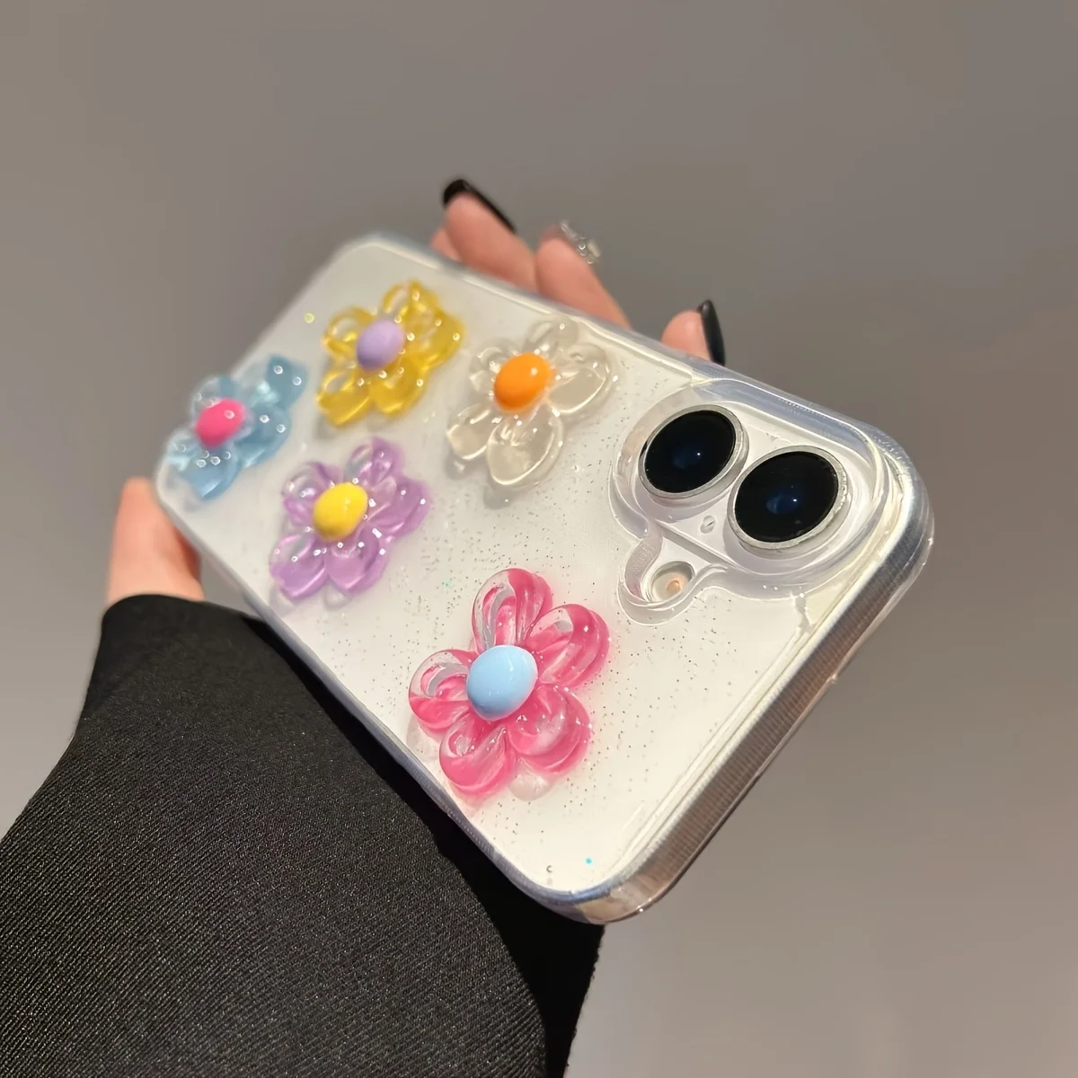 3D-Blumen Luxus Glitzer Handyhülle für iPhone 17 13 16 15 11 12 14 Pro Max 17 Air XR X 16e Weiche Stoßfeste Hülle – Detail 6
