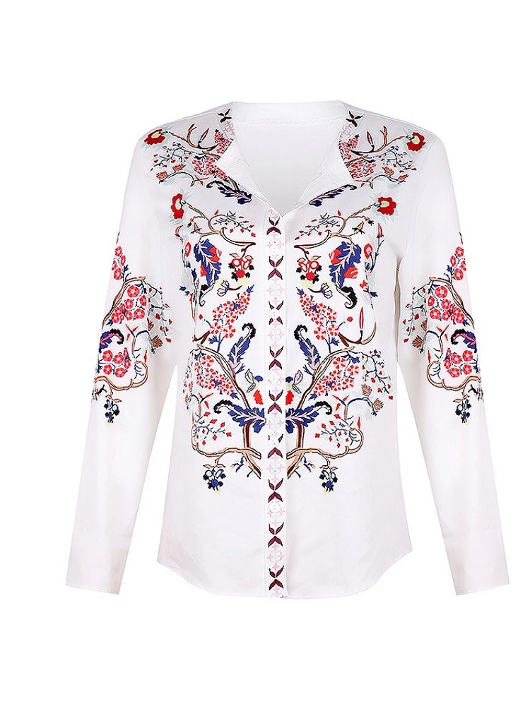 Thin Flower Embroidered Shirts Spring And Summer Fashionable Loose Fitting Bohemian Style Women\'s Long Sleeved Cardigan Cover Up